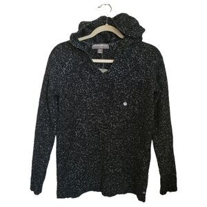 Eddie Bauer Sweater Womens S Small Black Lounge Around Hoodie Long Sleeve